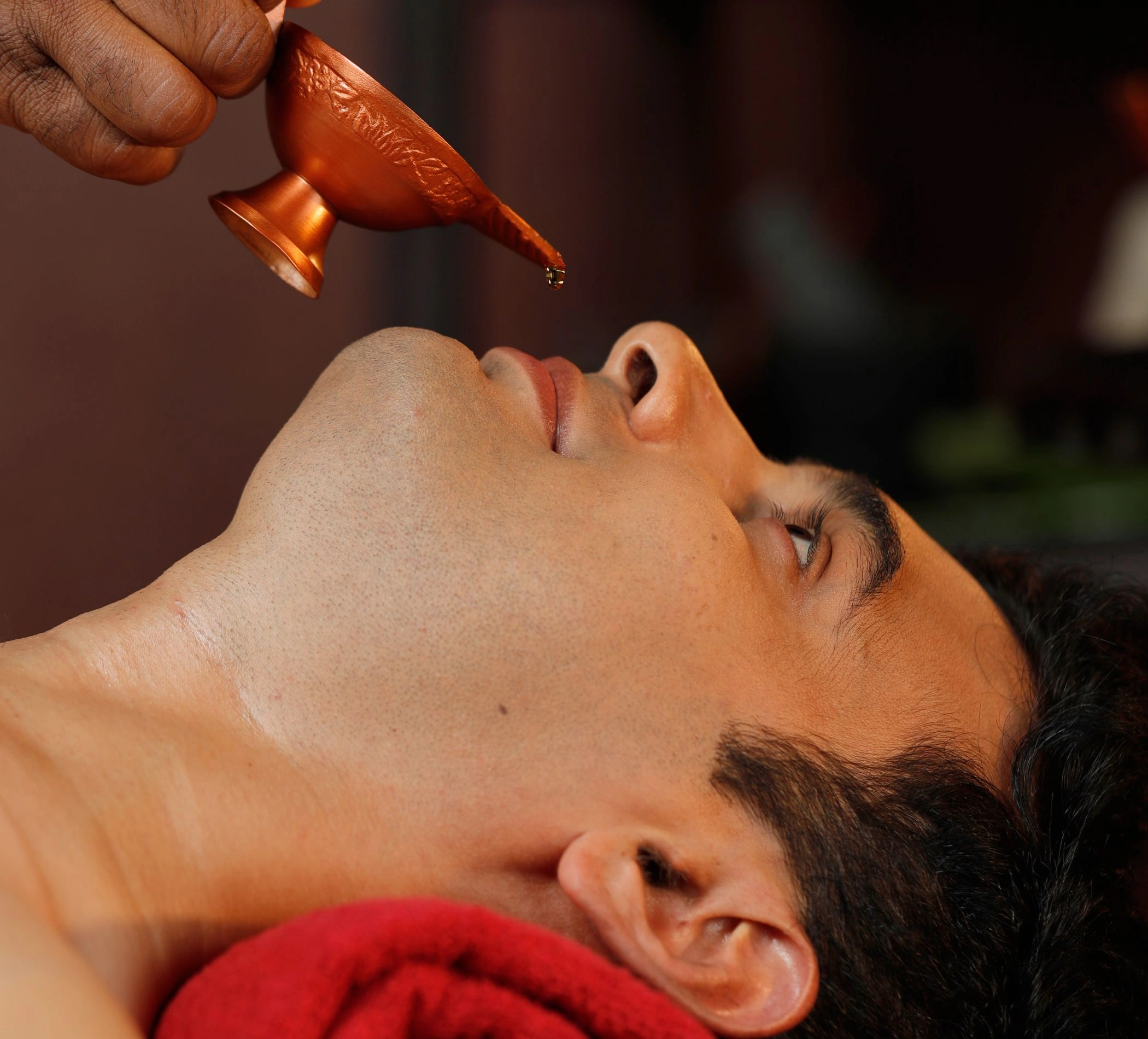 Nasya treatment session for sinus and respiratory health
